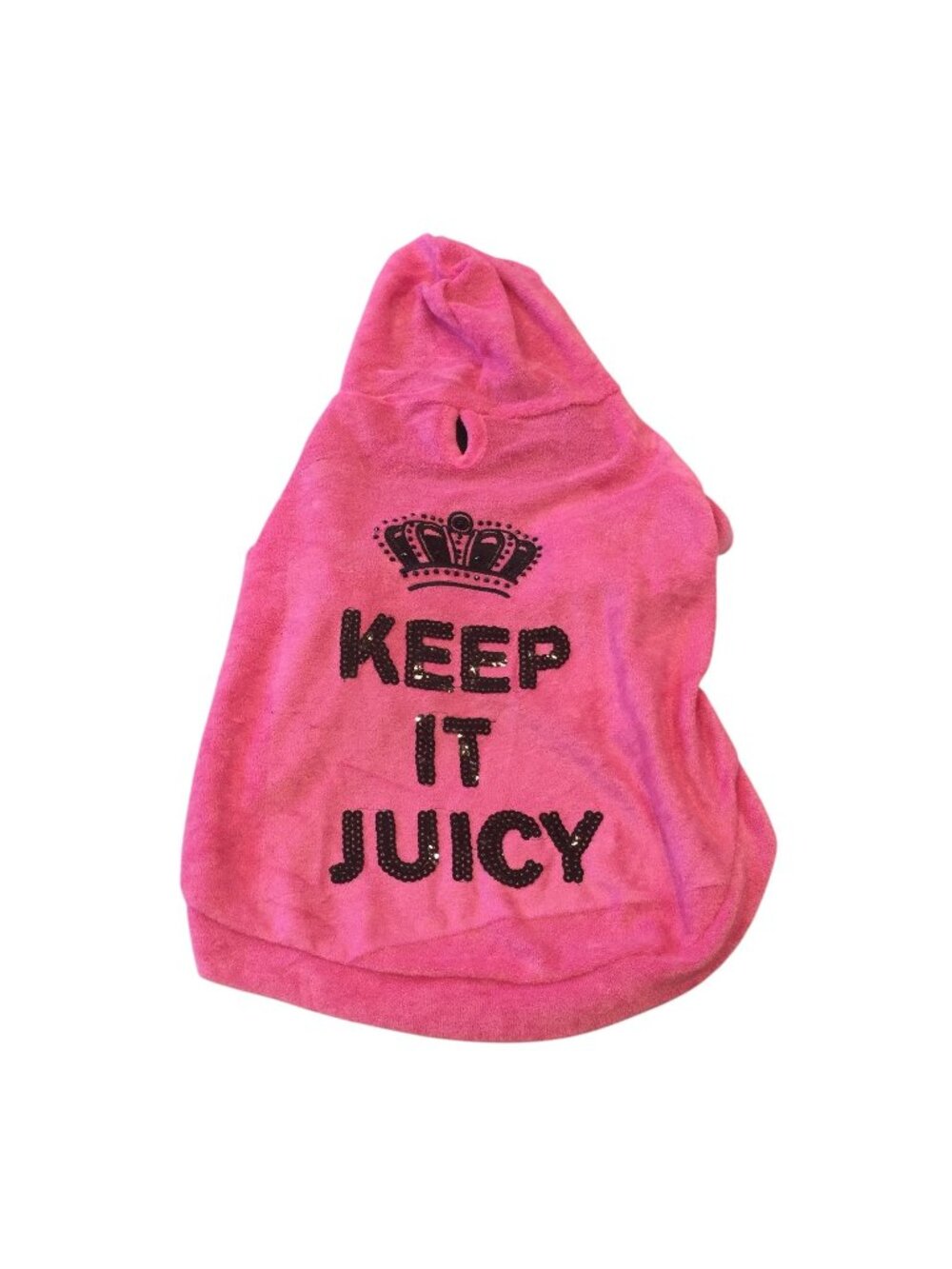 JUICY Couture Pet Apparel KEEP IT JUICY Hot Pink Terry Dog Hoodie Size M/L